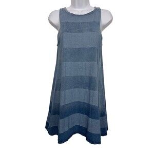 Billabong Women's size XS Burnout Faded Blue Striped Tent Dress Muscle Tank